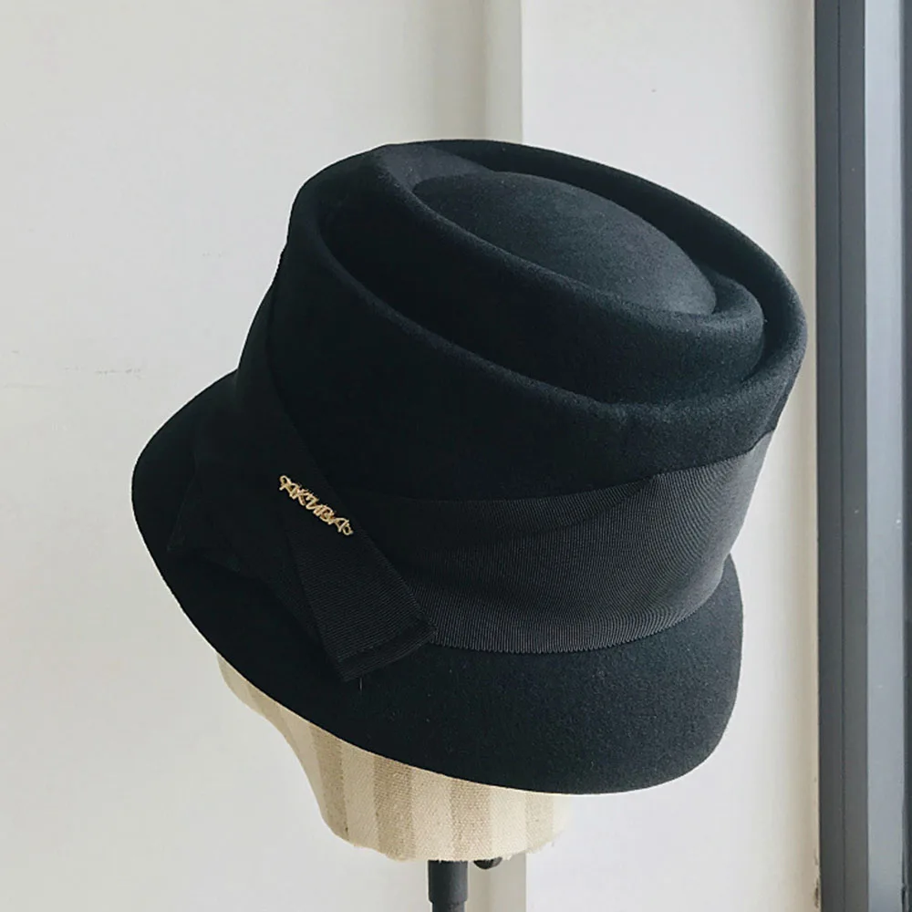 Waliicorners Wool Felt Cloche Ribbon Bowknot Ladies Floppy Hats Winter Women Fedora Hat Church Derby Party Bucket Jazz Hat Fashion Hat 11 H60ba2b8c64a84943a1a4d34f9f2c2af46