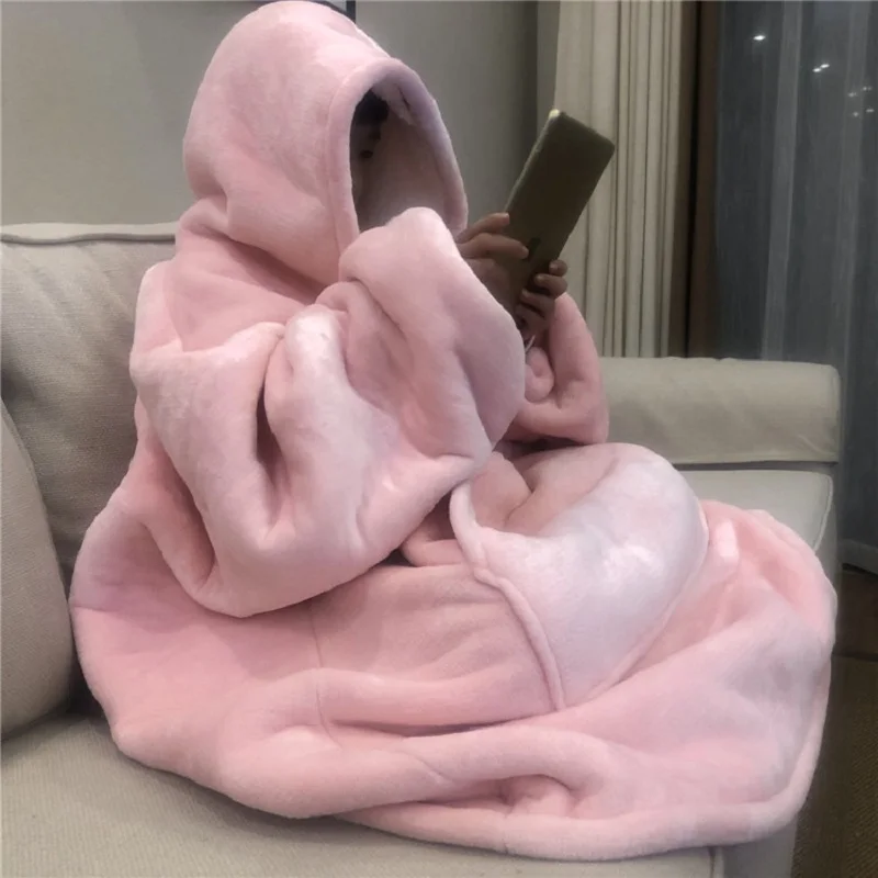Solid Color Winter Blanket Hoodie Wearable Thicken Fleece Blanket Lazy TV Persinalized Blanket
Solid Color Winter Blanket Hoodie Wearable Thicken Fleece Blanket Lazy TV Persinalized Blanket