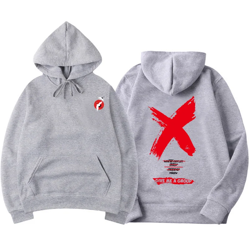 Толстовка мужская оверсайз с капюшоном короткий свитшот надписью Red X Cross уличная