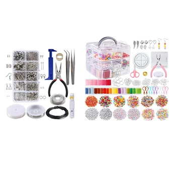 1 Set 10 Grid With Beading Wires Metal Jewelry Making Kit & 1 Set 12 Styles Friendship Bracelet Kit With String
1 Set 10 Grid With Beading Wires Metal Jewelry Making Kit & 1 Set 12 Styles Friendship Bracelet Kit With String