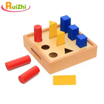 Ruizhi Montessori Geometry Pillar Wooden Building Blocks Children Sensory Teaching Aid Kindergarten Early Educational Toy RZ1167
