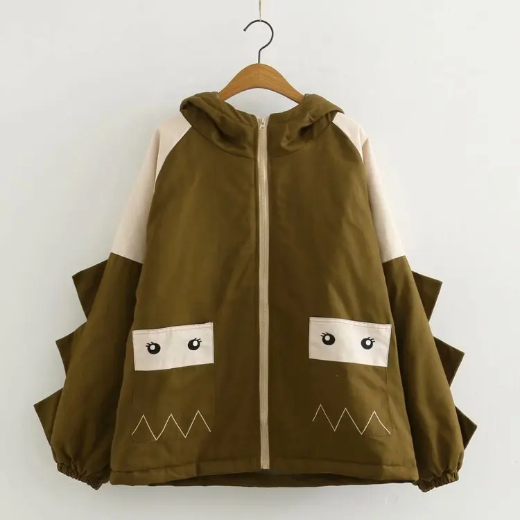 Japanese-style Hipster Winter Soft Girl Long Sleeve Hooded Embroidered Joint Dinosaur Warm Cotton-padded Clothes Cotton Coat S28
Japanese-style Hipster Winter Soft Girl Long Sleeve Hooded Embroidered Joint Dinosaur Warm Cotton-padded Clothes Cotton Coat S28