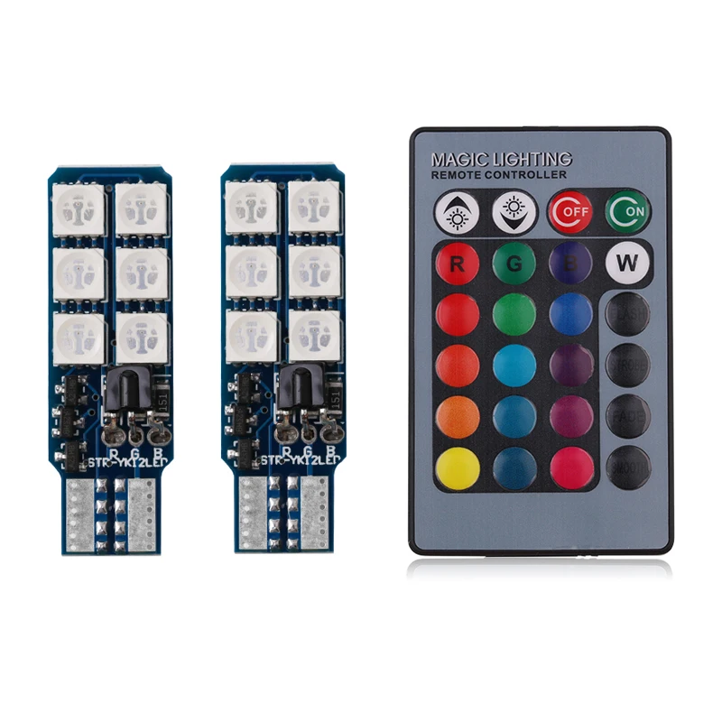 2Pcs T10 5050 12SMD LED Car Clearance Lights LED Bulbs RGB With Remote Control Strobe Lamp Driving Reading Lights DC 12V new
2Pcs T10 5050 12SMD LED Car Clearance Lights LED Bulbs RGB With Remote Control Strobe Lamp Driving Reading Lights DC 12V new