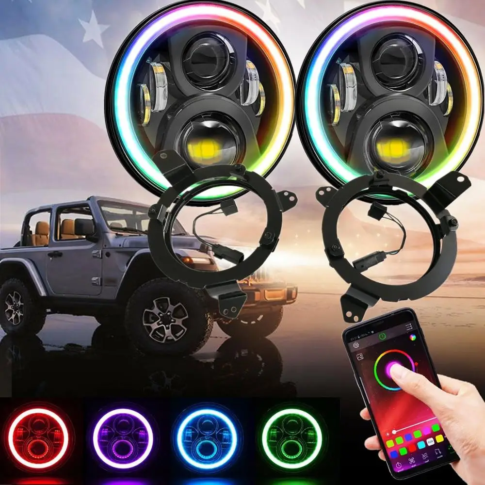 Светодиодные фары RGB, 2 шт., 120 Вт, с адаптивным кольцом, для Jeep JL Wrangler Sahara / Rubicon 2018 2019 2020
Светодиодные фары RGB, 2 шт., 120 Вт, с адаптивным кольцом, для Jeep JL Wrangler Sahara / Rubicon 2018 2019 2020