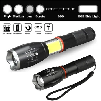 High Power Rechargeable LED Flashlight with a Magnet T6 + COB LED 18650 Torch Lantern Camping Light Work SOS Emergency Lamp
High Power Rechargeable LED Flashlight with a Magnet T6 + COB LED 18650 Torch Lantern Camping Light Work SOS Emergency Lamp