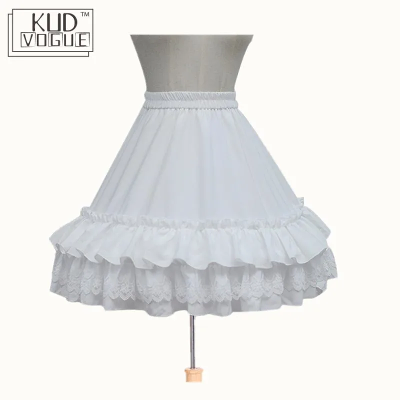

Lolita Underskirt Princess Tutu Skirt Slips For Girl White Lace Skirt With Layered Ruffles For Women Fishbone Petticoat