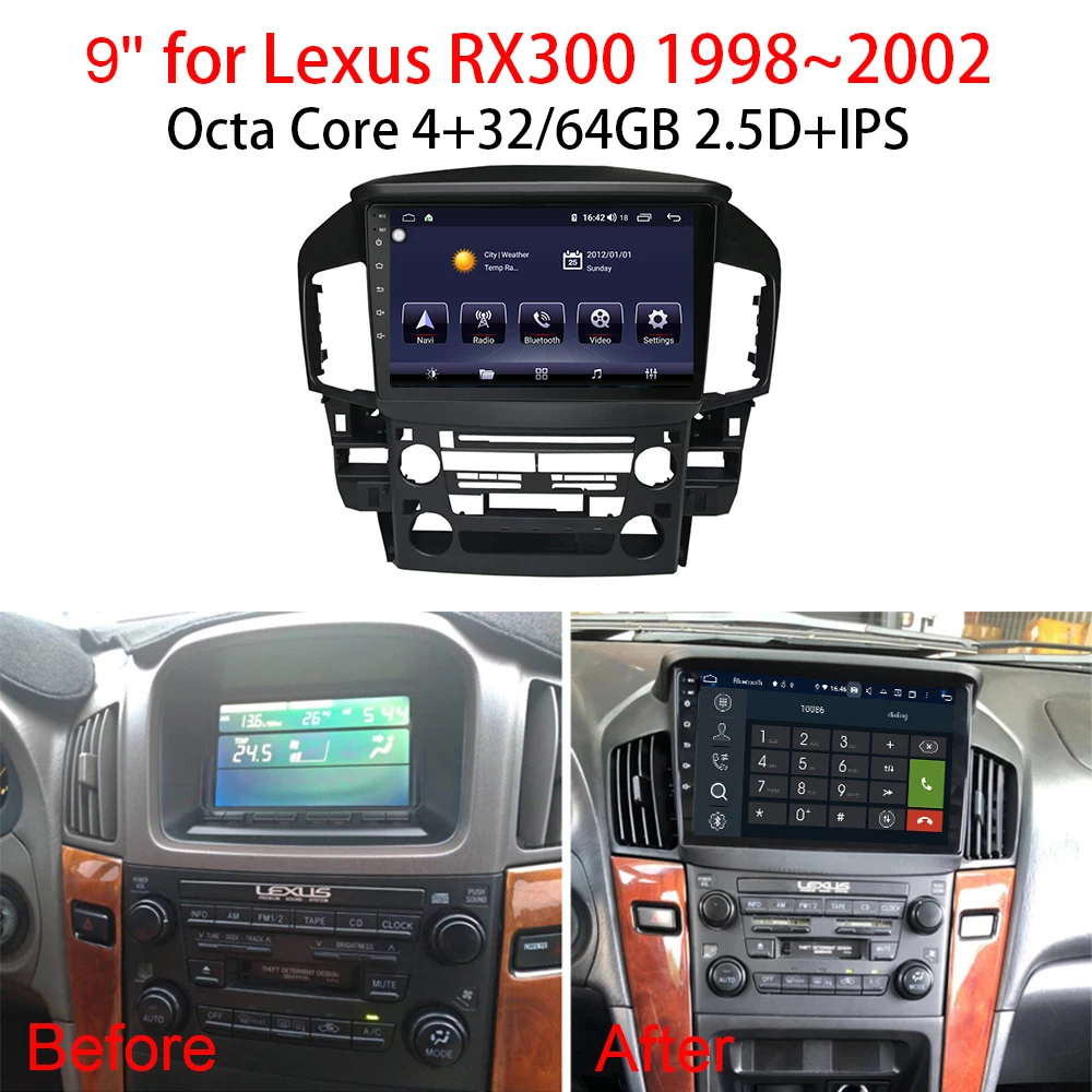 9 "IPS Android 10 0 Автомобильный мультимедийный плеер Радио стерео для Lexus RX300 Toyota Harrier
