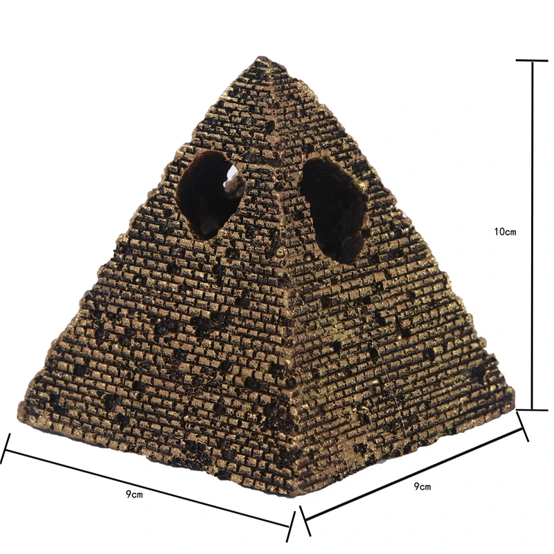 4 Pyramid Reptile Hiding Spot Shale Step Ledge and Cave Hide-Out Medium Aquarium Decoration Resin Habitat House Shrimp Betta