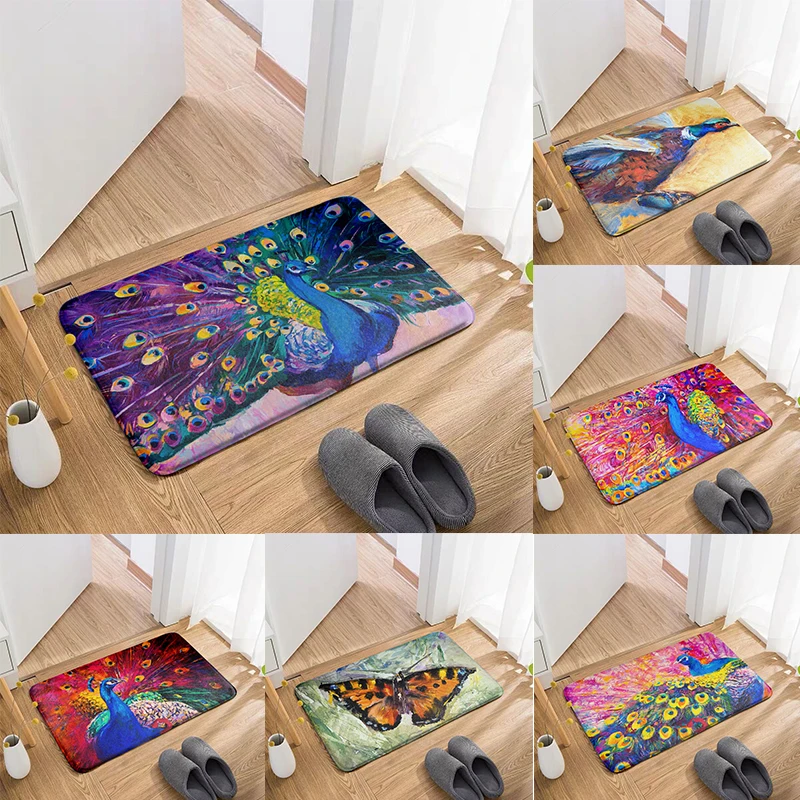 3D Printed Animal Carpet Peacock Butterfly Oil Painting Abstract Art Door Mat PVC Bottom Non-Slip Floor Mat Kitchen Bathroom Rug
3D Printed Animal Carpet Peacock Butterfly Oil Painting Abstract Art Door Mat PVC Bottom Non-Slip Floor Mat Kitchen Bathroom Rug