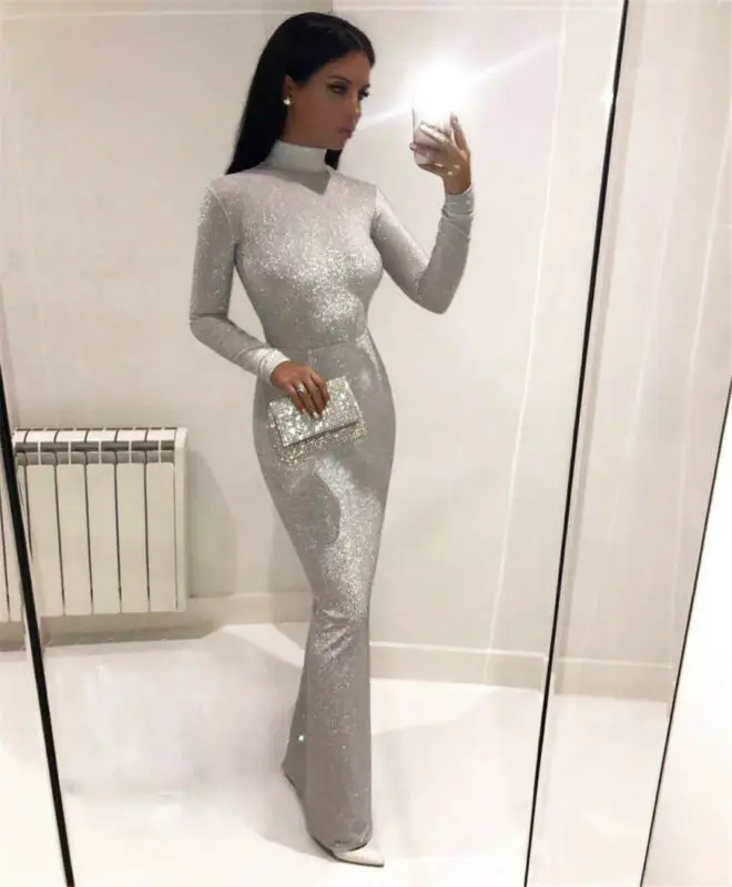 Fashion Women's Autumn Formal Long Sleeve Solid Slim Turtleneck Bandage Bodycon Sexy Evening Party Club Long Maxi Dress 
Fashion Women's Autumn Formal Long Sleeve Solid Slim Turtleneck Bandage Bodycon Sexy Evening Party Club Long Maxi Dress