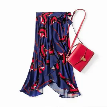 Women Blue Irregular Skirt Print Viscose Waist Tie Bow Autumn Winter Party Asymmetrical Midi Skirt 
Women Blue Irregular Skirt Print Viscose Waist Tie Bow Autumn Winter Party Asymmetrical Midi Skirt