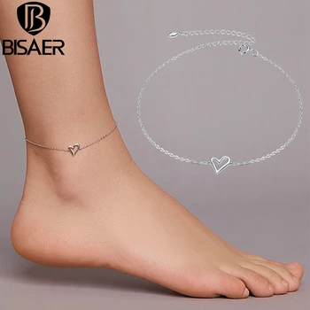 BISAER Heart Simple Anklets 925 Sterling Silver Chain Anklets For Women Feet Leg Chain Link Original Silver 925 Jewelry ECT017
BISAER Heart Simple Anklets 925 Sterling Silver Chain Anklets For Women Feet Leg Chain Link Original Silver 925 Jewelry ECT017