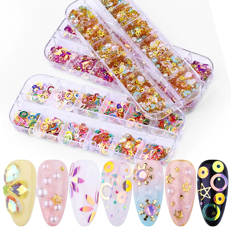 12 Grids/Box Nail Rhinestones Colorful Flat Back Mixed Size Crystal AB Clear Water Droplets 3D Nail Art Decorations Accessories
12 Grids/Box Nail Rhinestones Colorful Flat Back Mixed Size Crystal AB Clear Water Droplets 3D Nail Art Decorations Accessories