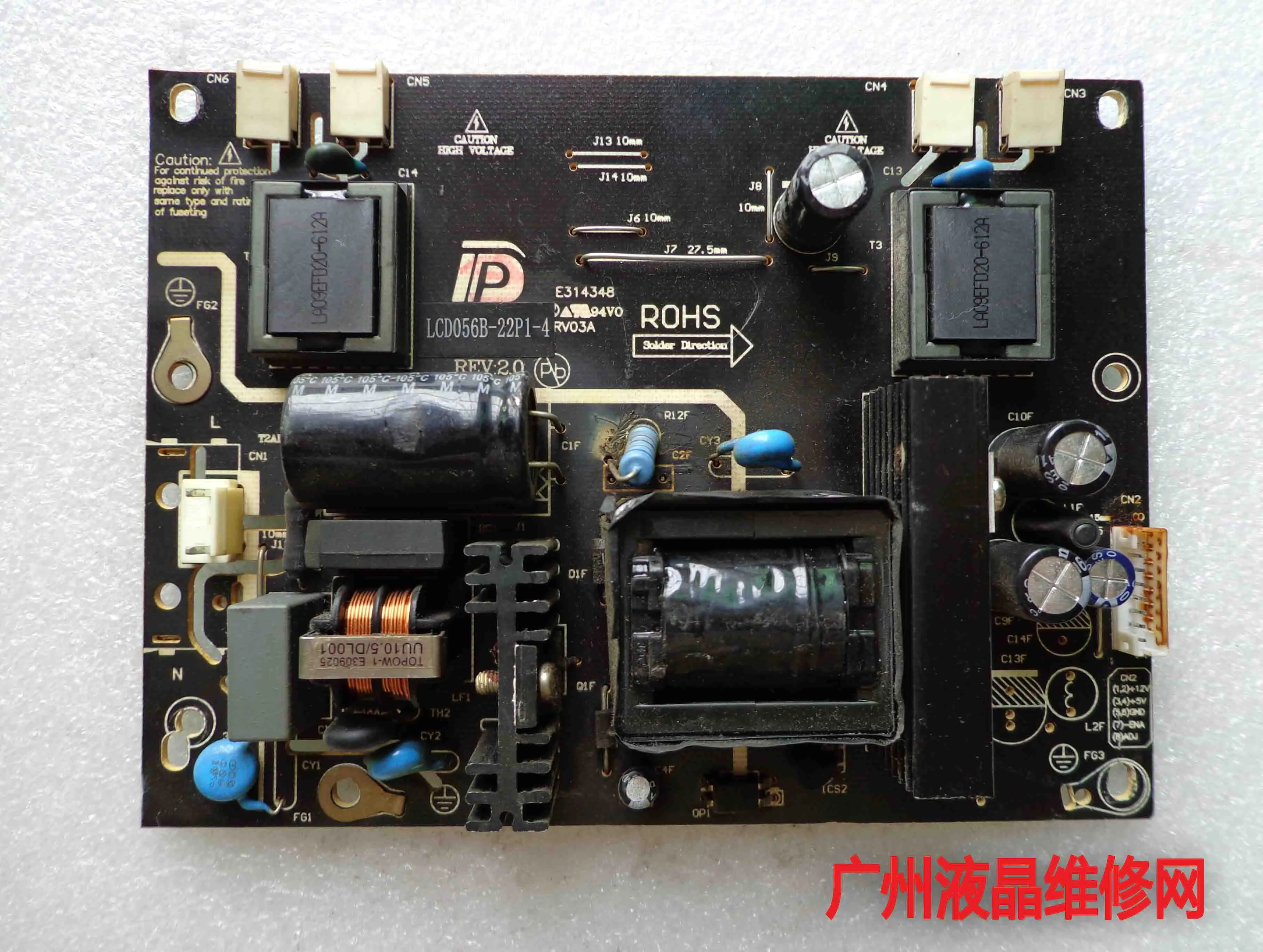 LCD056B-22P1-4 REV: 2.0 E314348 Single 12V power supply board Four-lamp high voltage board
LCD056B-22P1-4 REV: 2.0 E314348 Single 12V power supply board Four-lamp high voltage board
