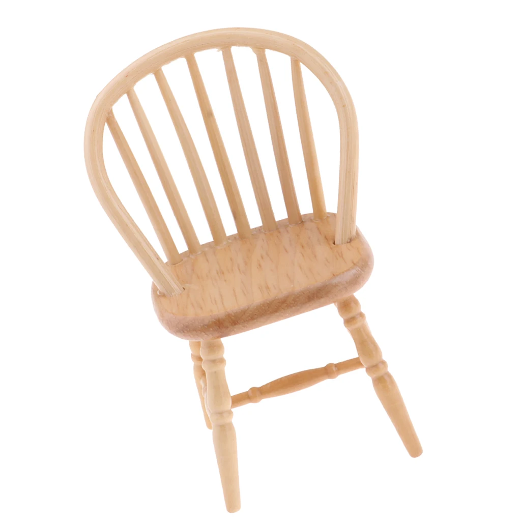 Dollhouse Wooden Chair, 1:12 Dollhouse Miniature Wooden Chair Model (Wood Color) Dollhouse Wooden Chair, 1:12 Dollhouse Miniature Wooden Chair Model (Wood Color)