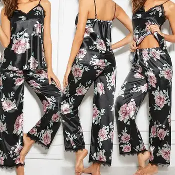 2Pcs Women Pajama Sets V-Neck Floral Print Lace Vest Pants Strappy Sleepwear Sexy Sleeveless Strap Vest+Wide Leg Pants
2Pcs Women Pajama Sets V-Neck Floral Print Lace Vest Pants Strappy Sleepwear Sexy Sleeveless Strap Vest+Wide Leg Pants