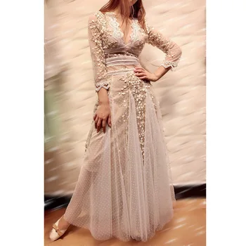 BGW HT42024 Deep V Neck Lace Elegant Formal Evening Dresses Long Sleeves Illusion Vestidos Con Encajes Y Apliques 2020 
BGW HT42024 Deep V Neck Lace Elegant Formal Evening Dresses Long Sleeves Illusion Vestidos Con Encajes Y Apliques 2020