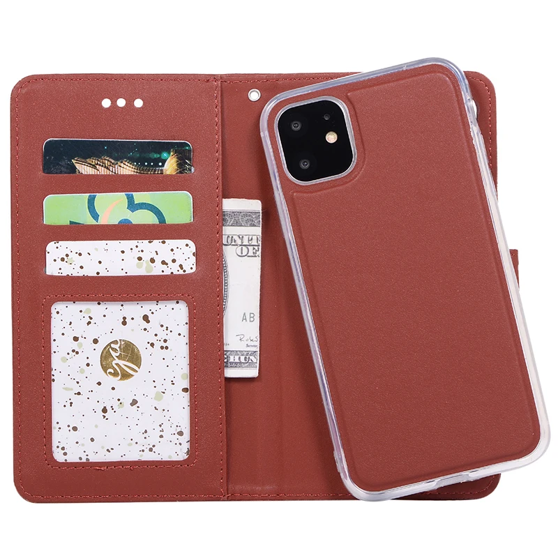 Съемный магнитный кожаный чехол-бумажник 2 в 1 для iPhone 12 Mini 11 Pro Max XS XR X 8 7 6 6S Plus SE