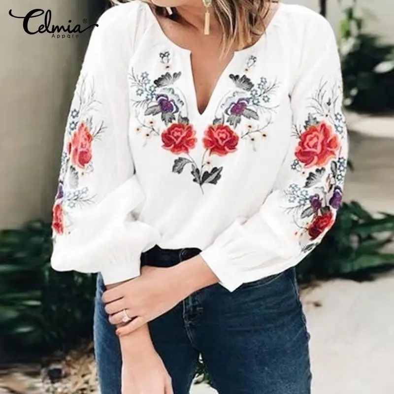 Women Vintage Blouses Floral Print Ladies Tops Celmia 2019 Fashion Female V Neck Casual Loose Work Blusas Femininas Plus Size
Women Vintage Blouses Floral Print Ladies Tops Celmia 2019 Fashion Female V Neck Casual Loose Work Blusas Femininas Plus Size