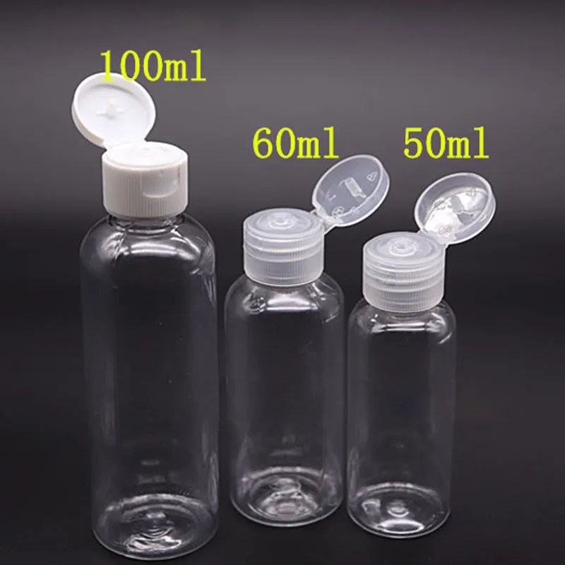 

30pcs 5ml - 100ml Plastic PET Clear Flip Lid Lotion Bottles Cosmetic Shampoo Sample Containers Travel Liquid Refillable Vials