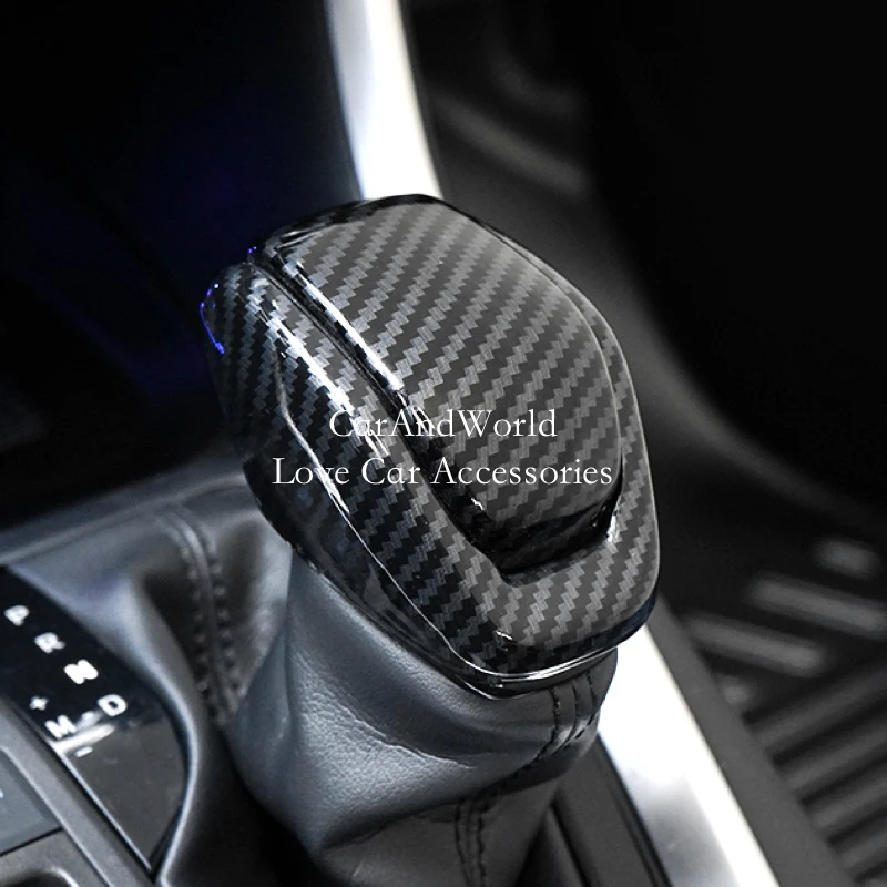 

Carbon Fiber Car Gear Shift Head Frame Patch Cover Trims Sticker Car Decoration For Toyota RAV4 2019-2022 Interior Accessories