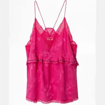 Women's Silk Camis Rose Color Summer Lace Patchwork Flower Sexy Tops
Women's Silk Camis Rose Color Summer Lace Patchwork Flower Sexy Tops