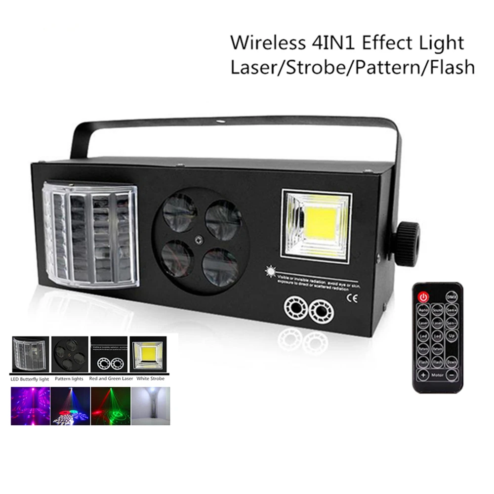 Wireless Remote Control 4IN1 LED Stage Effect Lights ,4 Eyes Patterns Gobo Light RG Laser LED Butterfly Light White Strobe Lamps
Wireless Remote Control 4IN1 LED Stage Effect Lights ,4 Eyes Patterns Gobo Light RG Laser LED Butterfly Light White Strobe Lamps