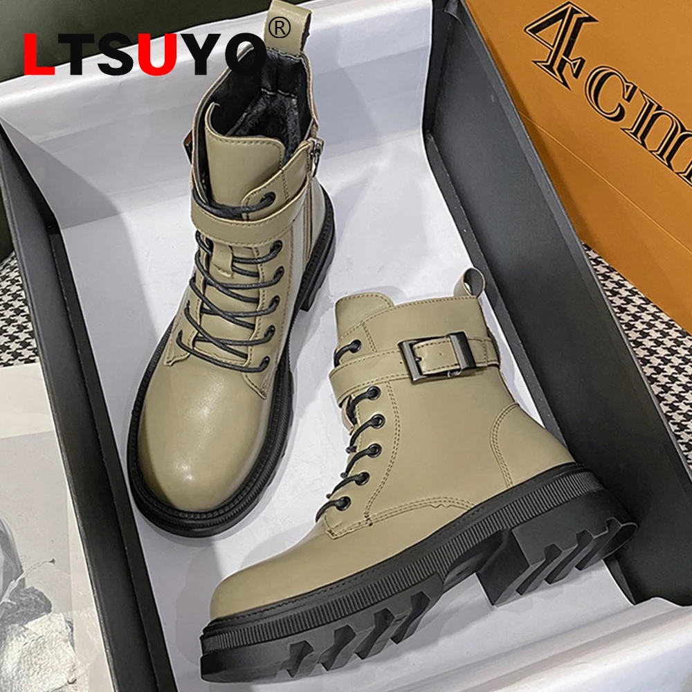 New women's Martin boots, multicolor outdoor motorcycle boots, fashionable British leather boots, winter boots with velvet
New women's Martin boots, multicolor outdoor motorcycle boots, fashionable British leather boots, winter boots with velvet