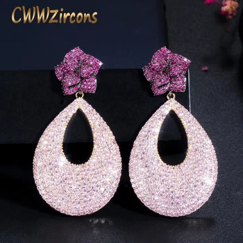 CWWZircons Fancy Micro Pave Red Pink Cubic Zirconia Long Big Rose Flower Drop Wedding Earrings for Women Party Jewelry CZ696
CWWZircons Fancy Micro Pave Red Pink Cubic Zirconia Long Big Rose Flower Drop Wedding Earrings for Women Party Jewelry CZ696