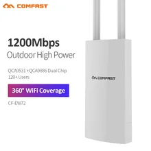 Comfast 300M-1200Mbps 2.4G/5GHz High Power Outdoor Router Omnidirectional Coverage Access Point Wifi Base Station Antenna AP
Comfast 300M-1200Mbps 2.4G/5GHz High Power Outdoor Router Omnidirectional Coverage Access Point Wifi Base Station Antenna AP