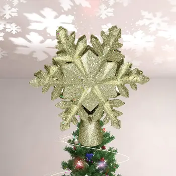 Christmas Tree Topper Light Star Tree Topper with Rotating Magic Glitter 3D Projection Light Christmas Tree Decor Festival Light