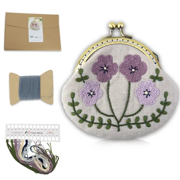 Purple Flower Embroidery Purse Making Kits Kiss Clasp Cross Stitch Needlework Sewing Stitching Handmade Coin Purse Kits
Purple Flower Embroidery Purse Making Kits Kiss Clasp Cross Stitch Needlework Sewing Stitching Handmade Coin Purse Kits