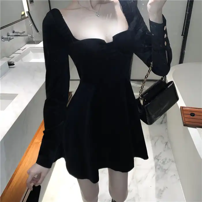 velvet little black dress