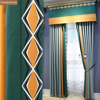 Custom curtains fashion simple modern high-end cotton linen stitching Nordic cloth blackout curtain valance tulle panel B968 
Custom curtains fashion simple modern high-end cotton linen stitching Nordic cloth blackout curtain valance tulle panel B968