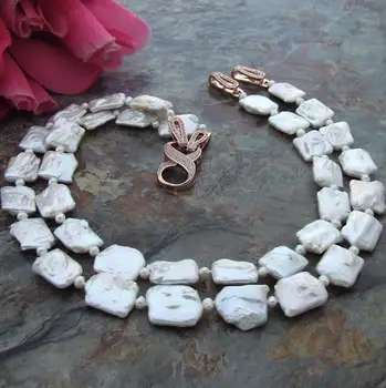 Free Shipping NEW 20" 2 Strands Natural White 16-20mm Rectangle irregular Freshwater Pearl Necklace
Free Shipping NEW 20" 2 Strands Natural White 16-20mm Rectangle irregular Freshwater Pearl Necklace