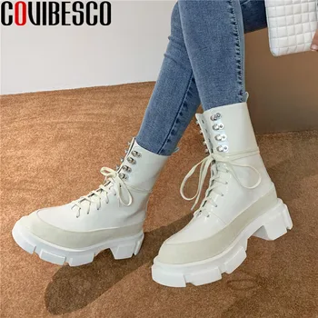 COVIBESCO Fashion Genuine Leather Women Winter Boots Cross Tied Platform Chunky Heels Shoes For Women Wedding Basic Shoes Woman
COVIBESCO Fashion Genuine Leather Women Winter Boots Cross Tied Platform Chunky Heels Shoes For Women Wedding Basic Shoes Woman
