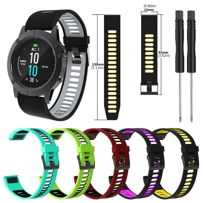 Silicone Wrist Strap Two-color Watch Band for Fenix5/5 Plus/Forerunner 935/945 for smart watch
Silicone Wrist Strap Two-color Watch Band for Fenix5/5 Plus/Forerunner 935/945 for smart watch
