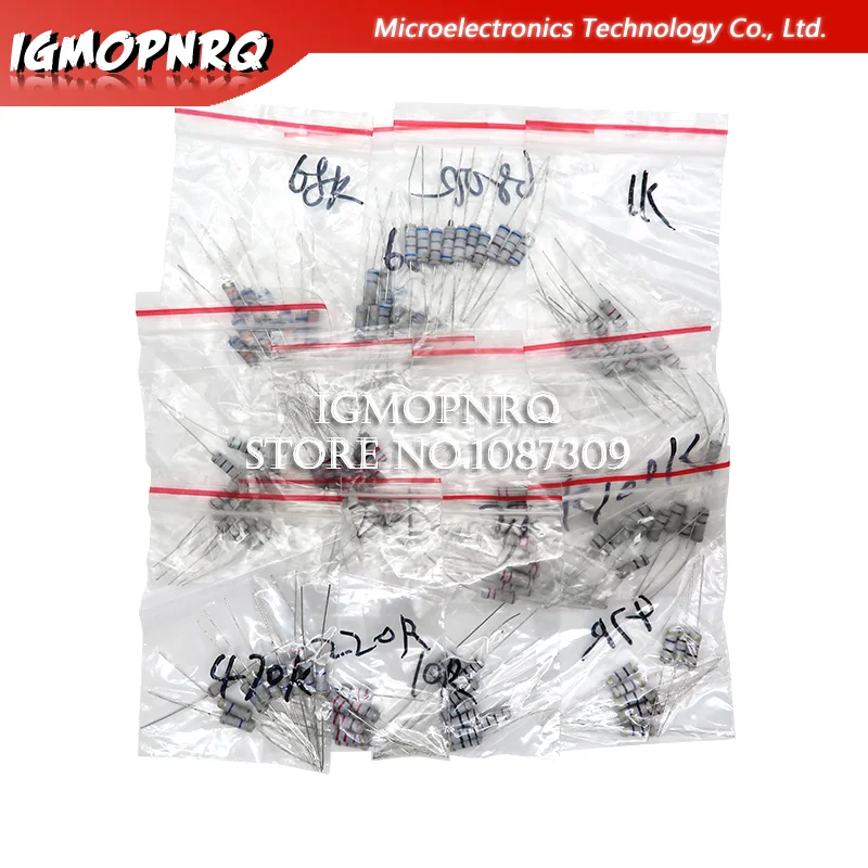 200pcs 1W 5% Resistor Assortment Kit 20Value 10 ohm - 1M ohm Resistor Set 22R 47R 100R 220R 470R 1K 4.7K 100K ohm Resistance
200pcs 1W 5% Resistor Assortment Kit 20Value 10 ohm - 1M ohm Resistor Set 22R 47R 100R 220R 470R 1K 4.7K 100K ohm Resistance