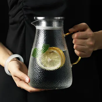 

350ml/1500ml/2000ml/ Transparent Glass Water Jug Kettle Heat Resistant Carafe Juice Tea Pot Pitcher with Stainless Steel Filter