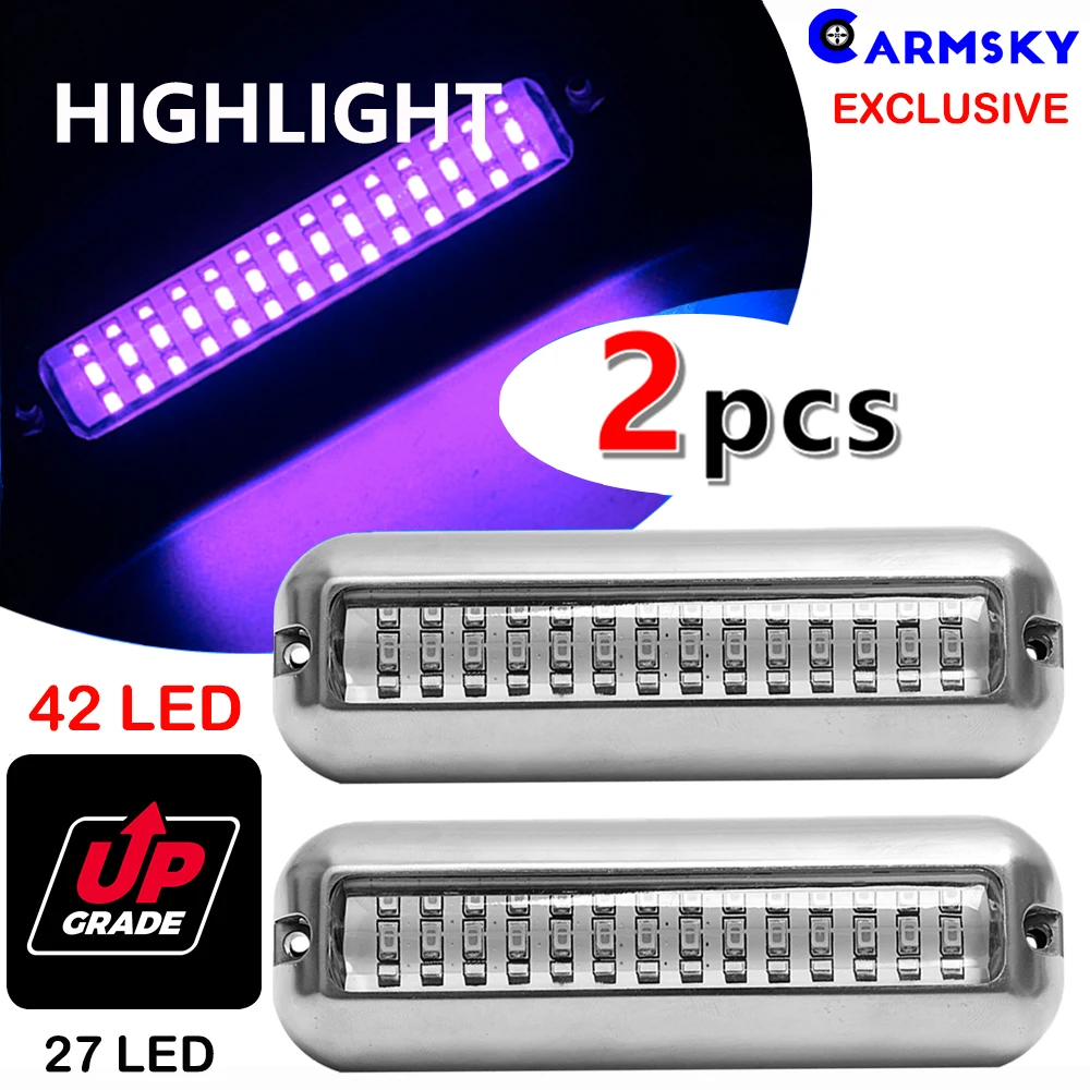 Purple 2PCS 27LED Upgrade to 42LED Underwater Transom Pontoon Drain Boat Light Waterproof lamp ship
Purple 2PCS 27LED Upgrade to 42LED Underwater Transom Pontoon Drain Boat Light Waterproof lamp ship