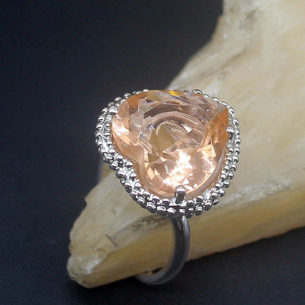 

Hermosa Rare Heart Honey Topaz Genuine 925 Silver Unique Band Ring Wedding Engagement Gifts for Women Size 9# 20214054