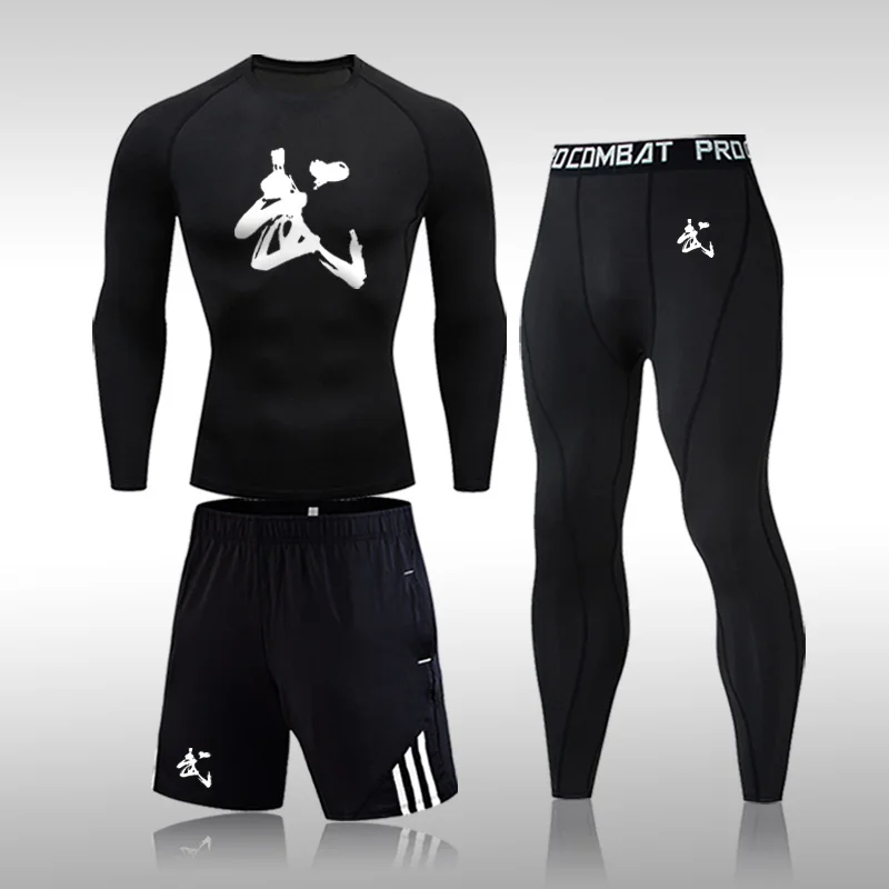 Men's 3-Pcs Sports Suit Chinese Style "Wu" Tight-Fitting Sportswear Running Gym Training Rashguard Men Quick-Drying Compression
Men's 3-Pcs Sports Suit Chinese Style "Wu" Tight-Fitting Sportswear Running Gym Training Rashguard Men Quick-Drying Compression
