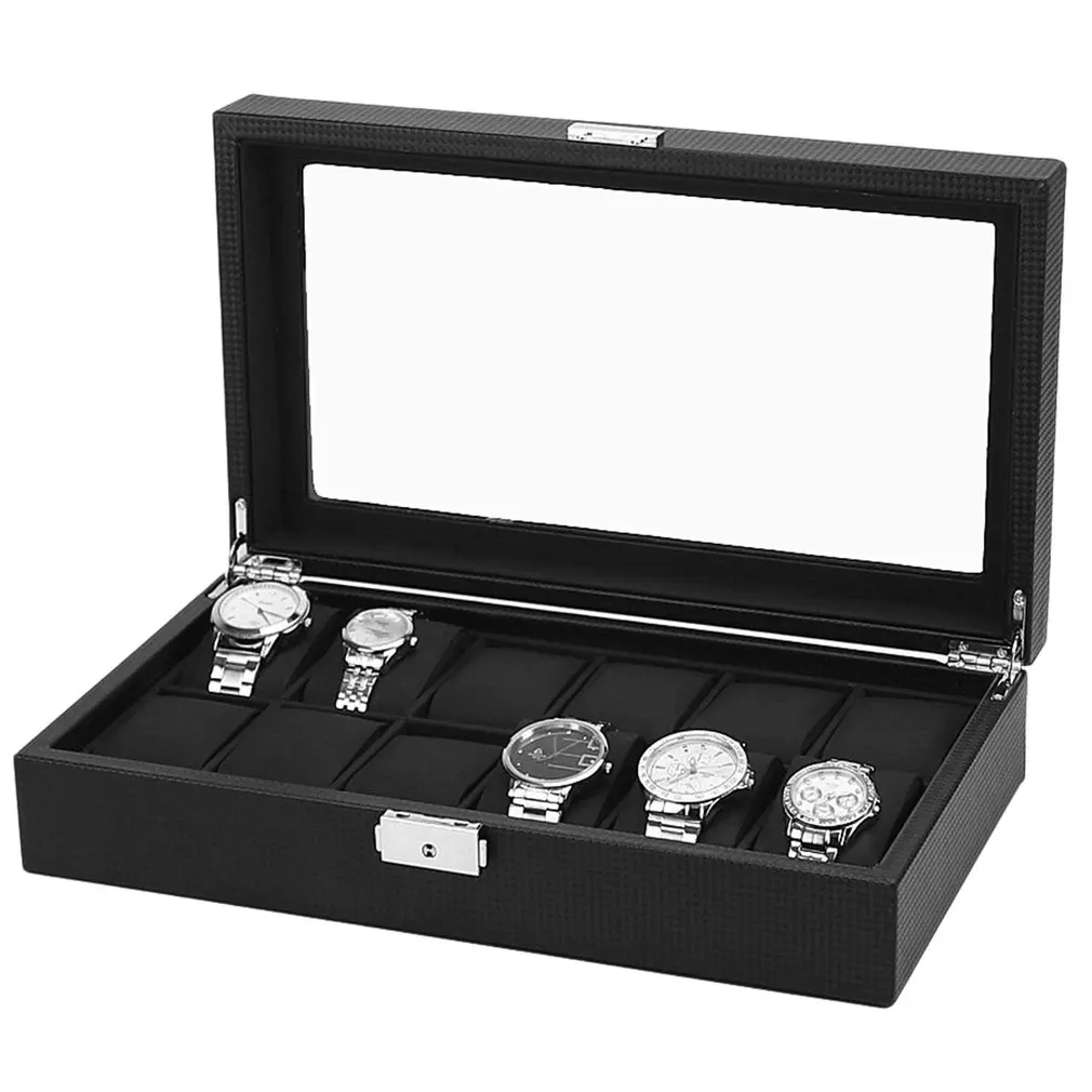 Luxury 6/10/12 Grids Watch Box Carbon Fibre Pattern Watch Storage Display Slot Case Storage Organizer Holder Container 2019
Luxury 6/10/12 Grids Watch Box Carbon Fibre Pattern Watch Storage Display Slot Case Storage Organizer Holder Container 2019