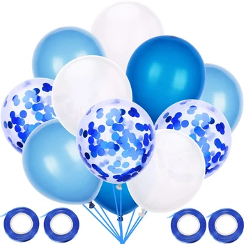60pcs 12inch Latex Balloons Set Blue White Confetti With 4 Roll Silk Ribbon For Baby Shower Birthday Wedding Party Decoration
60pcs 12inch Latex Balloons Set Blue White Confetti With 4 Roll Silk Ribbon For Baby Shower Birthday Wedding Party Decoration