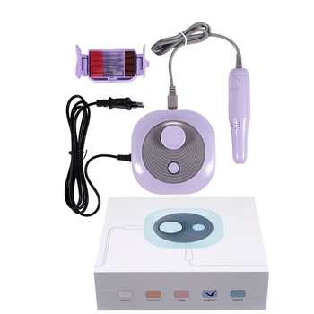 Purple Portable Nail Drill Machine Electric Nail File for Acrylic Nail RPM25000 with 4x Grinding Heads EU Plug