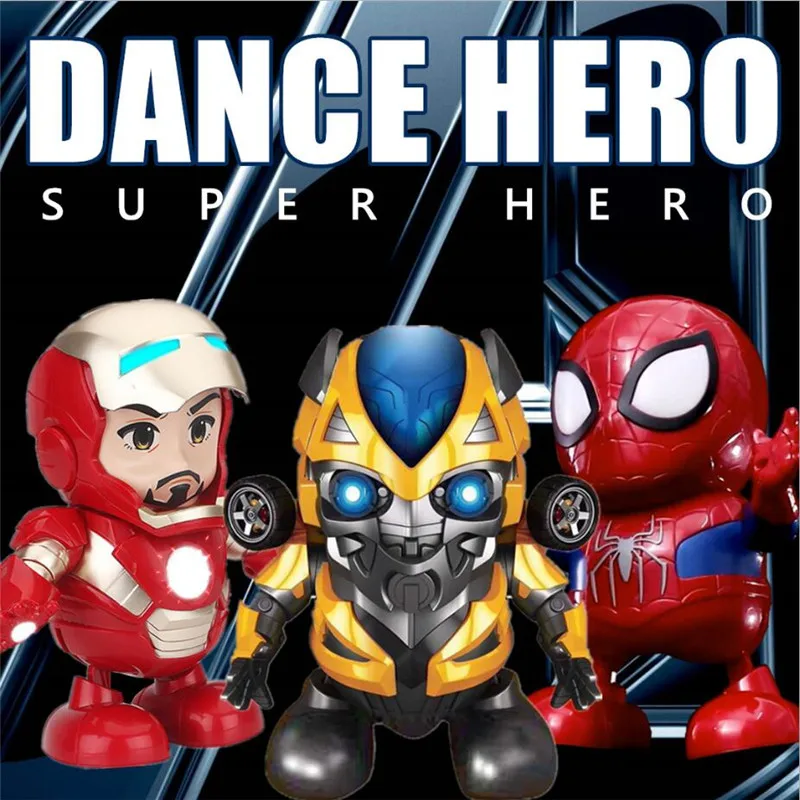 New Dancing Iron Man Spider Man Super Hero With LED Flash Light Sound Music Action Figure DIY MK Iron Man DIY Toys
New Dancing Iron Man Spider Man Super Hero With LED Flash Light Sound Music Action Figure DIY MK Iron Man DIY Toys