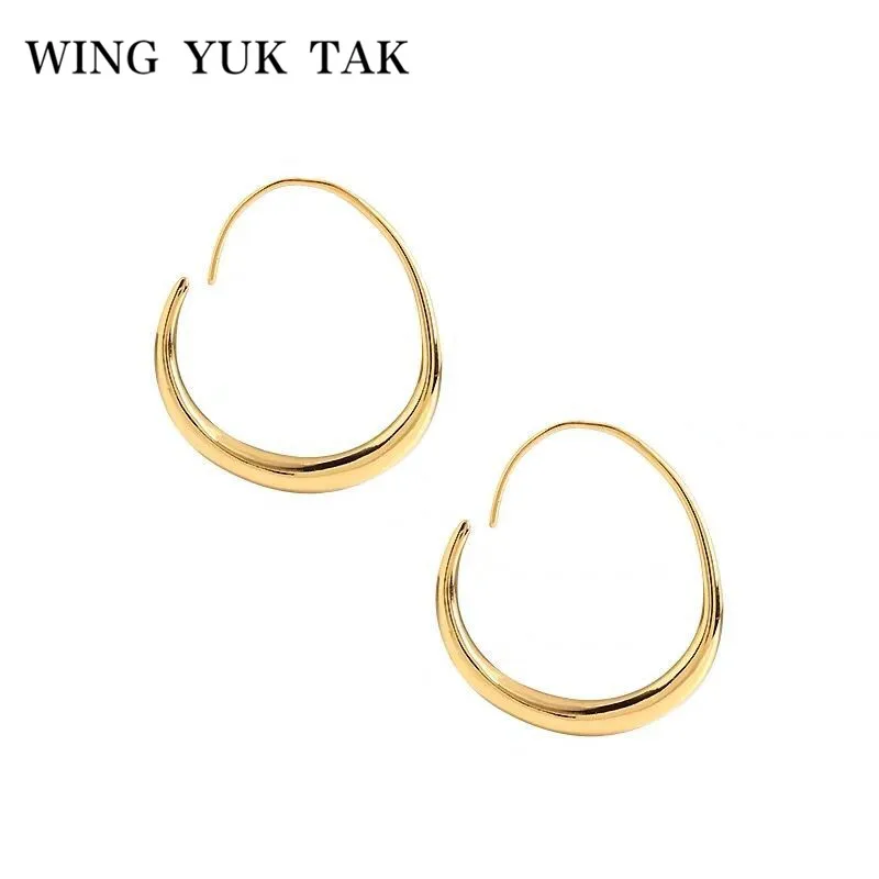 wing yuk tak Gold Color Hoop Earrings for Women Statement Fashion Jewelry | Украшения и аксессуары