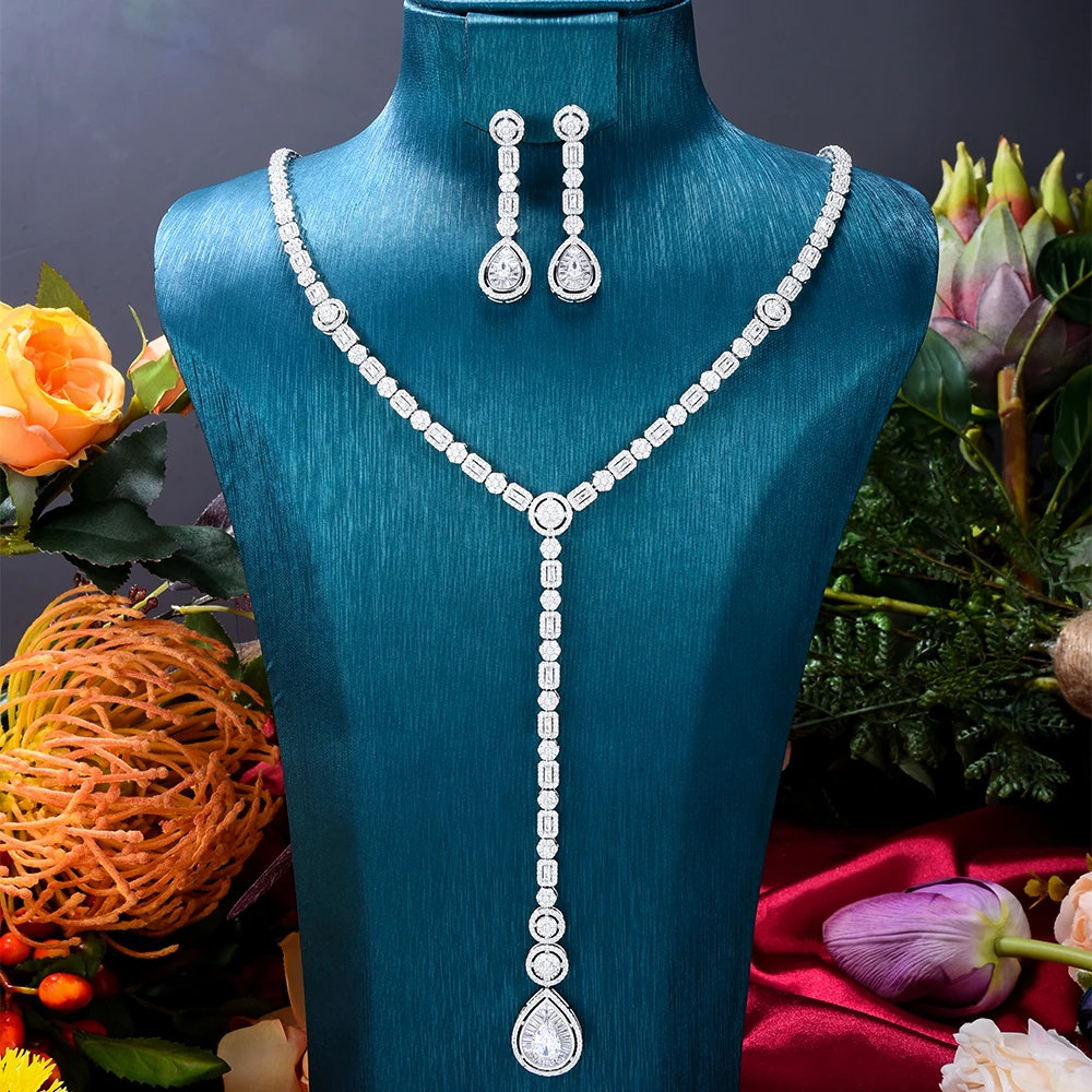 KellyBola Gorgeous Custom Zirconia Long Pendant Necklace Earring 2PCS For Women Bridal Wedding Banquet Boutique Jewelry Set
KellyBola Gorgeous Custom Zirconia Long Pendant Necklace Earring 2PCS For Women Bridal Wedding Banquet Boutique Jewelry Set