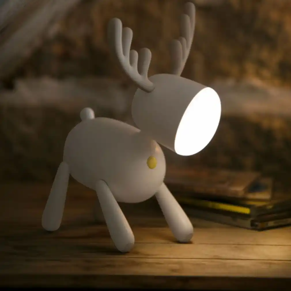 lamp small elk cartoon usb rechargeable silicone night light