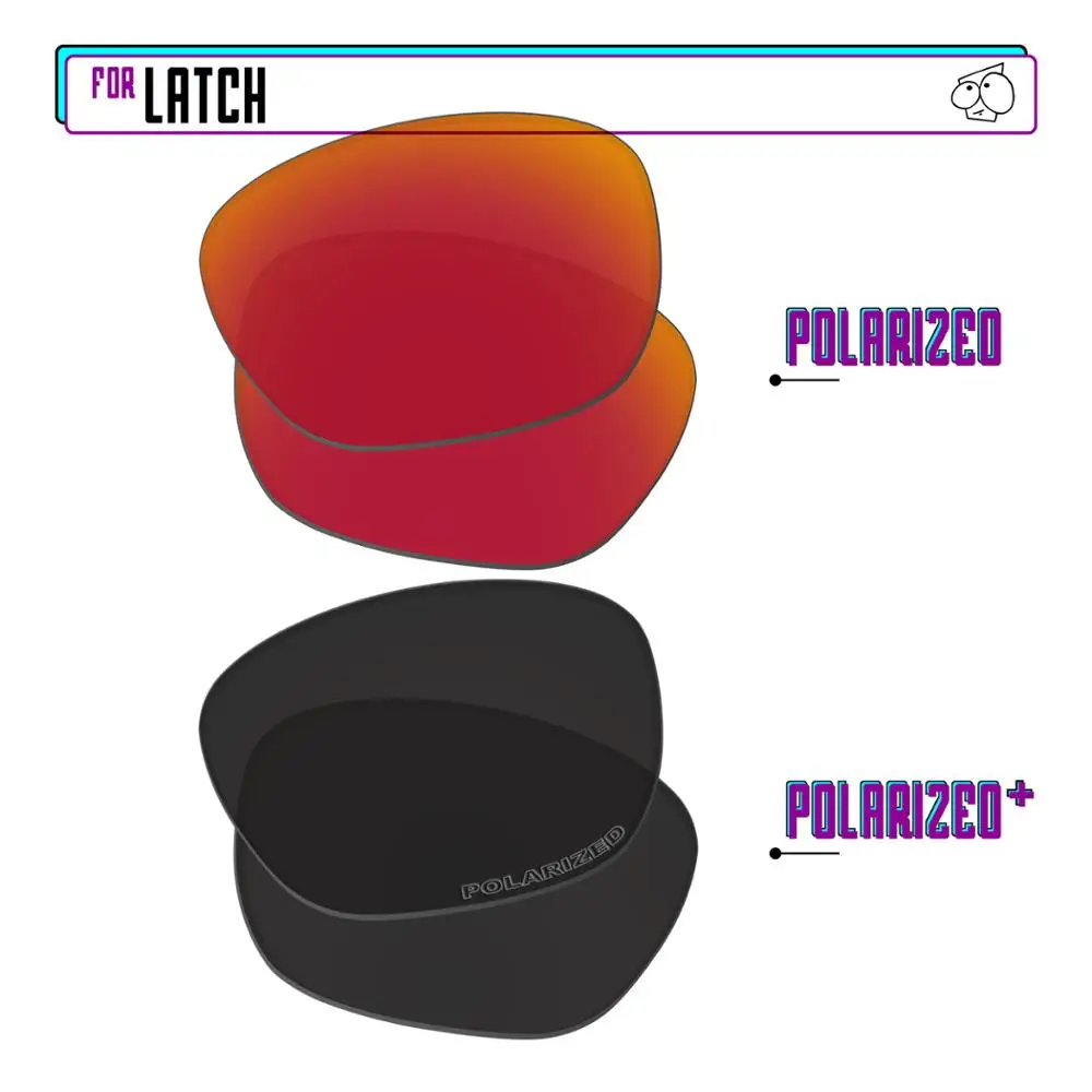 

EZReplace Polarized Replacement Lenses for - Oakley Latch Sunglasses - Black P Plus-Red P